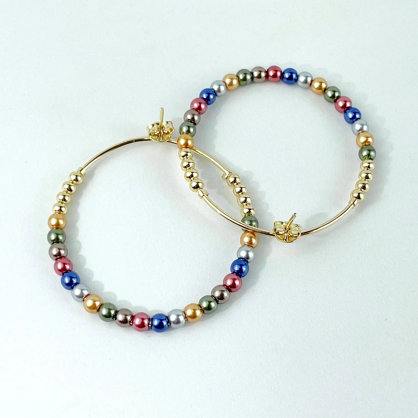 Earrings Hoop Colorful Beads 18k Gold Filled