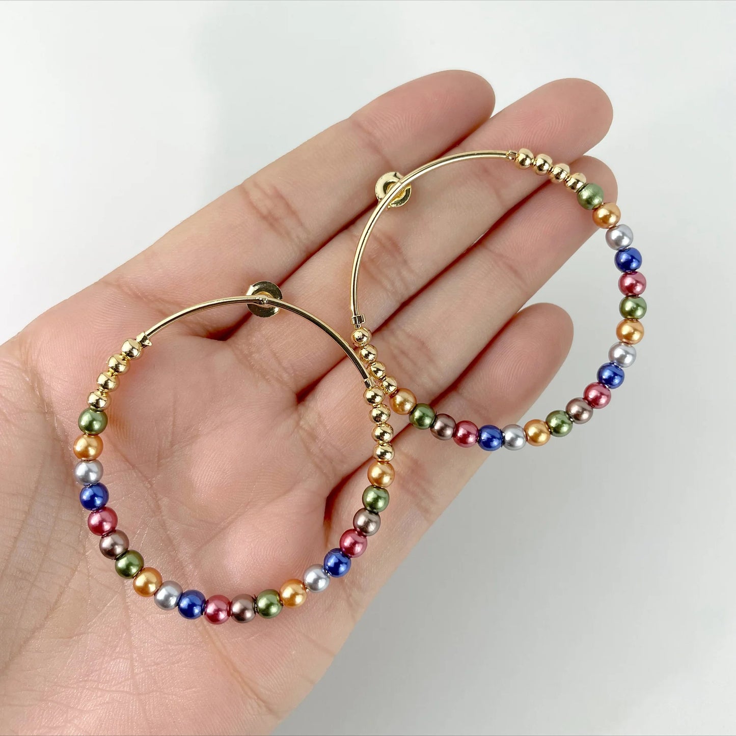 Earrings Hoop Colorful Beads 18k Gold Filled