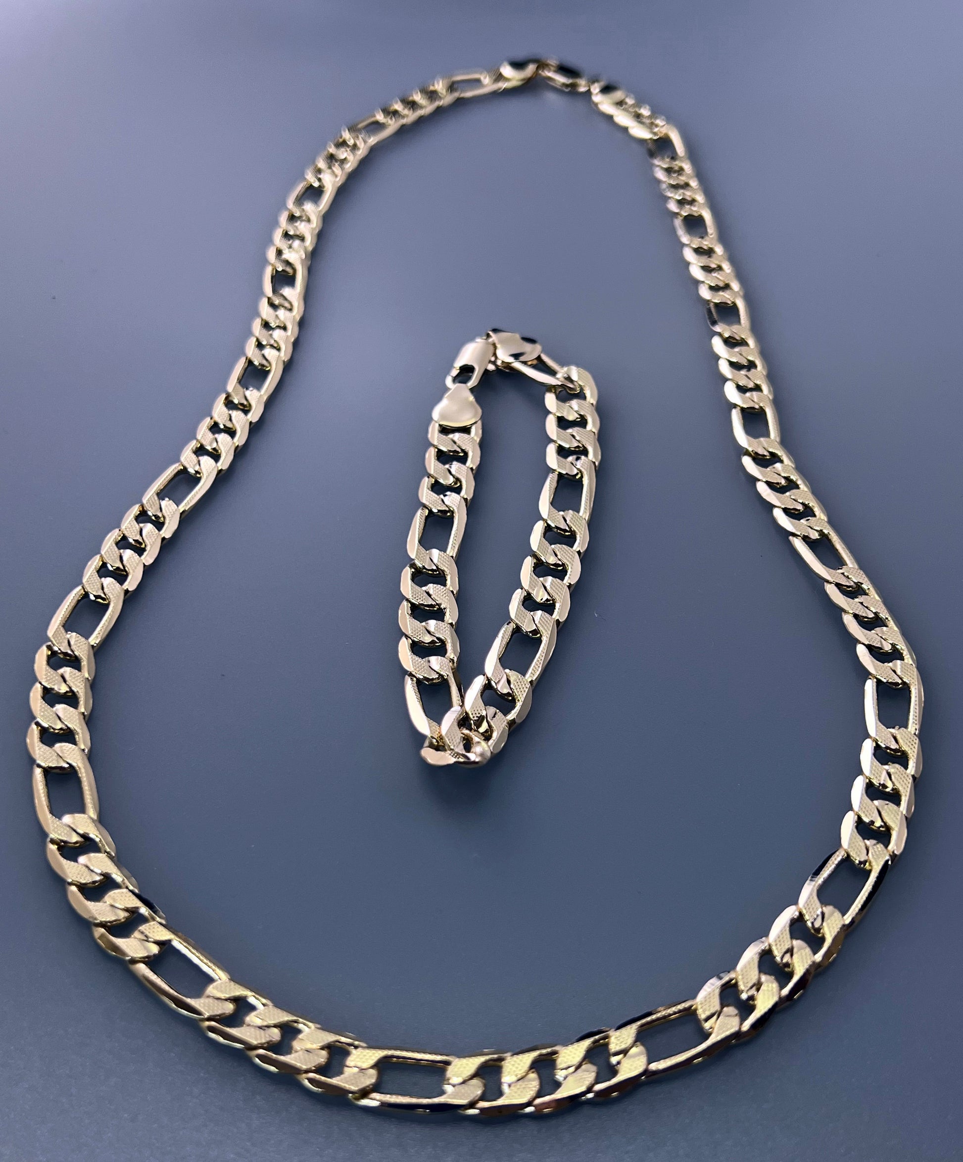 Chain or Bracelet Figaro Link with Diamond Cut 18K Gold Filled. Bundle and Save. FREE SHIPPING on orders of $100 and over.  Sam's Jewelry World USA.