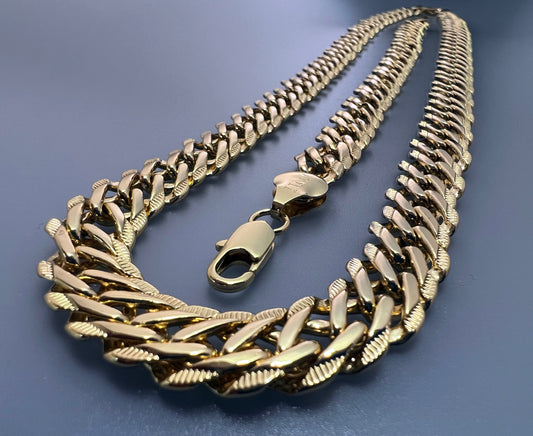 Chain, Bracelet, Ankle Bracelet, MATCHING. Double Layered Cuban Chain 18K Gold Filled Bundle and Save. FREE SHIPPING on orders of $100 and over.  Sam's Jewelry World USA.