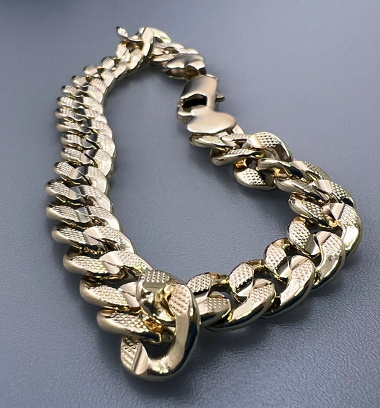 Cuban Link Chain or Bracelet with Diamond Cut 18K Gold Filled