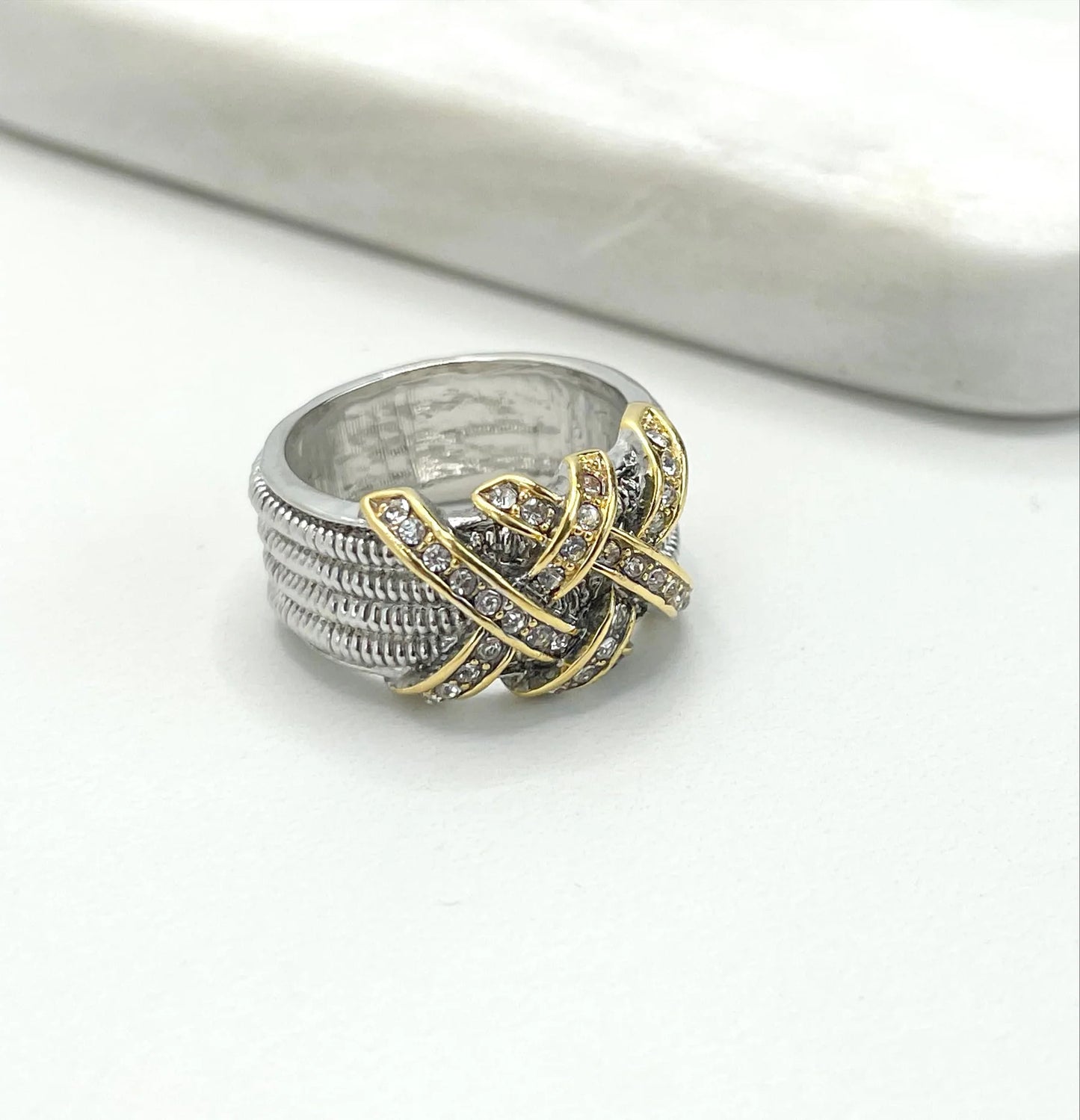 Ring Silver Plated with Gold Plated & Micro CZ