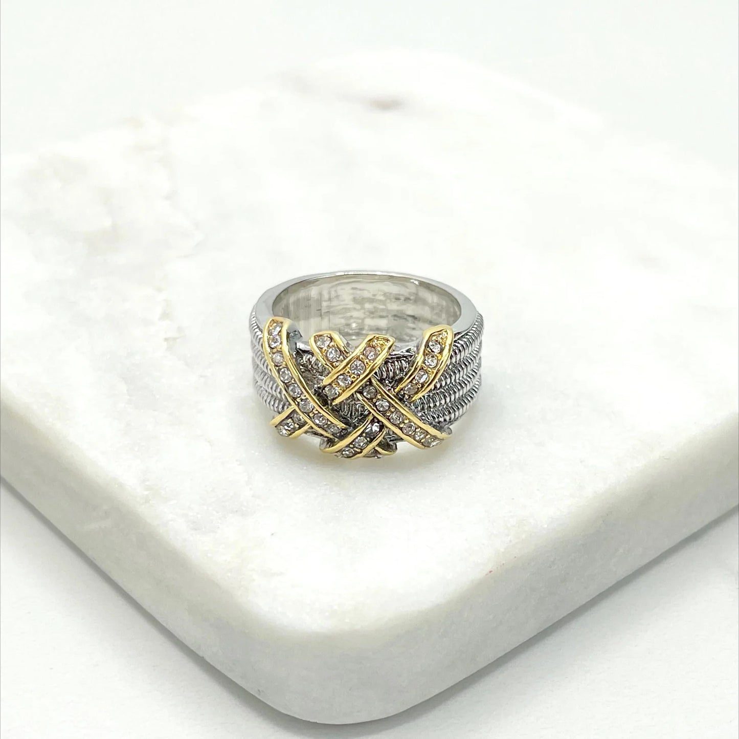 Ring Silver Plated with Gold Plated & Micro CZ