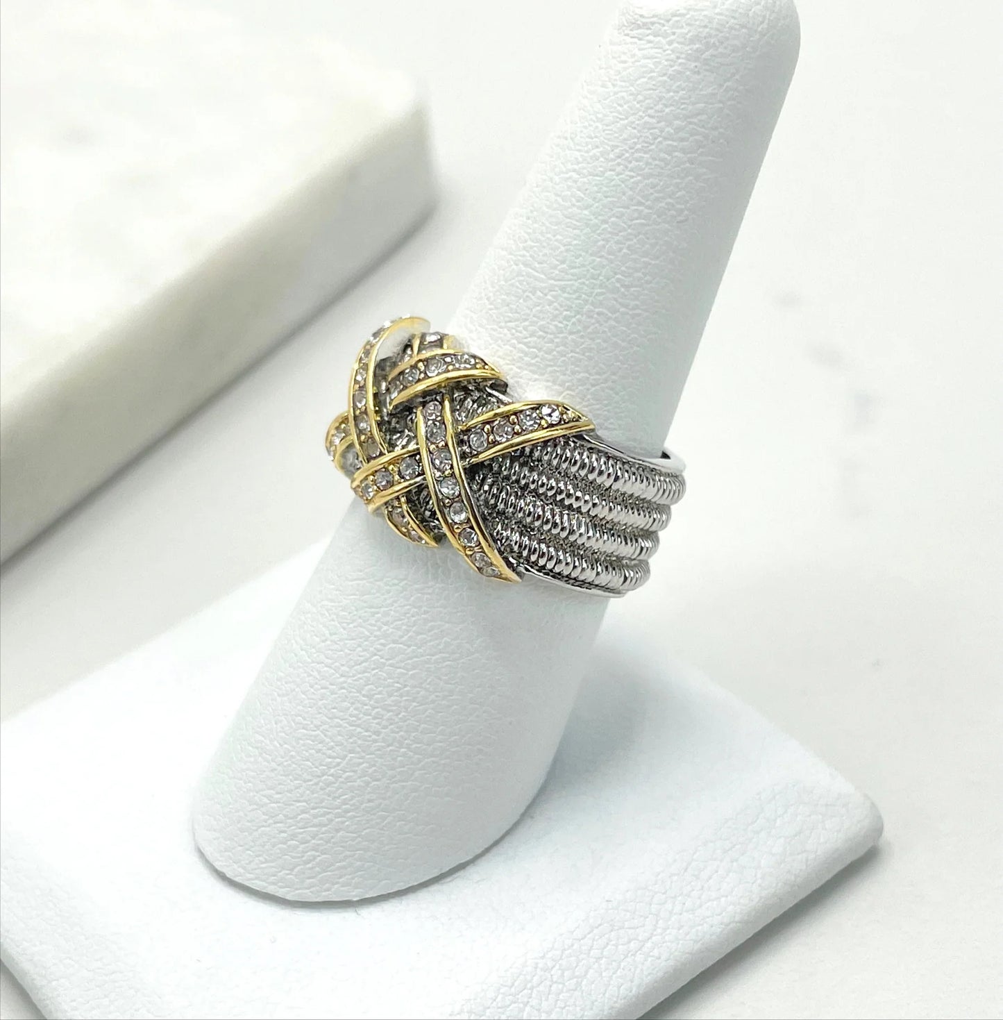 Ring Silver Plated with Gold Plated & Micro CZ