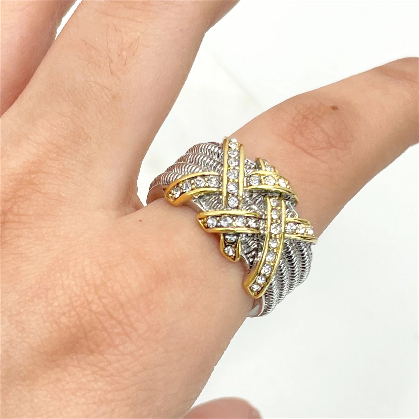 Ring Silver Plated with Gold Plated & Micro CZ