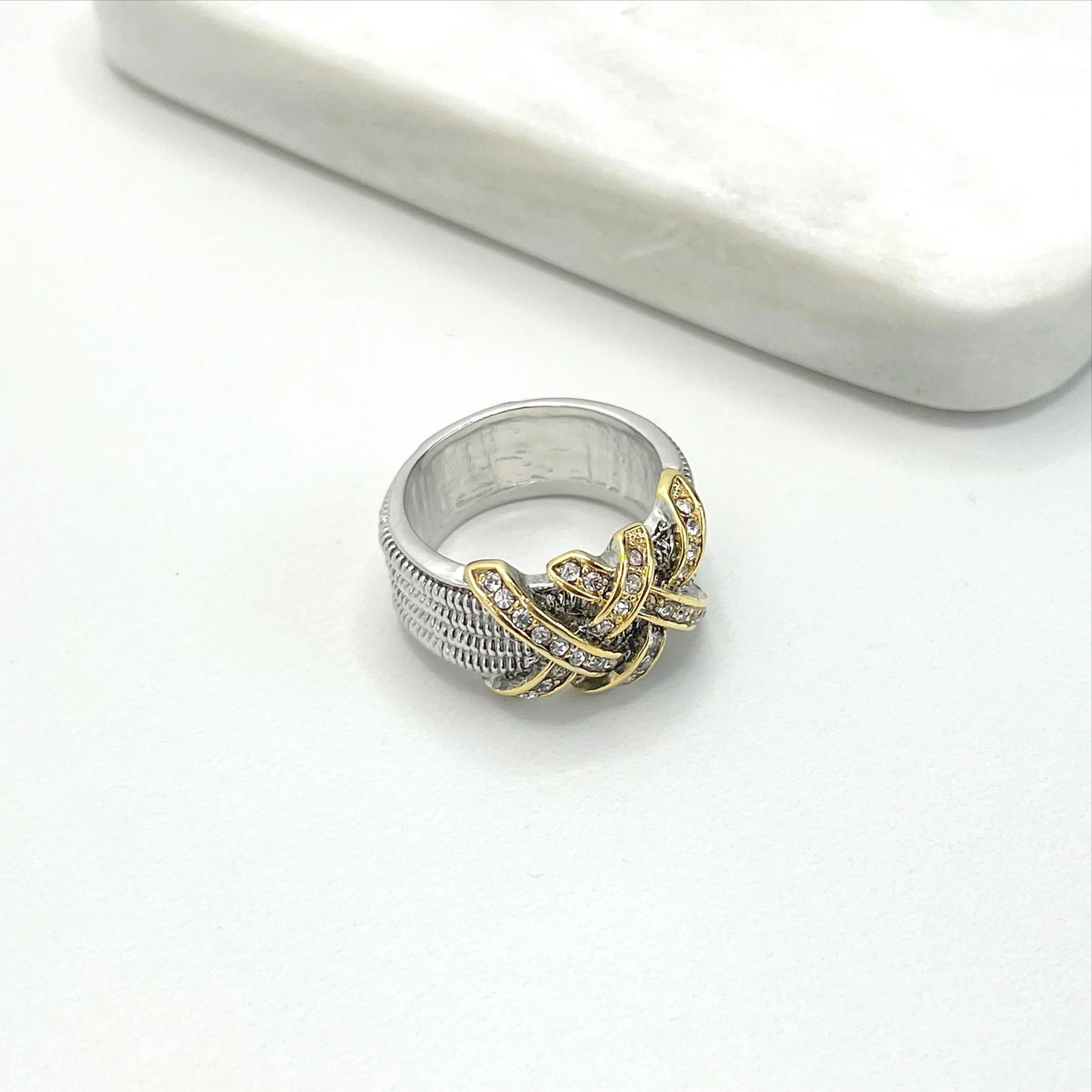 Ring Silver Plated with Gold Plated & Micro CZ