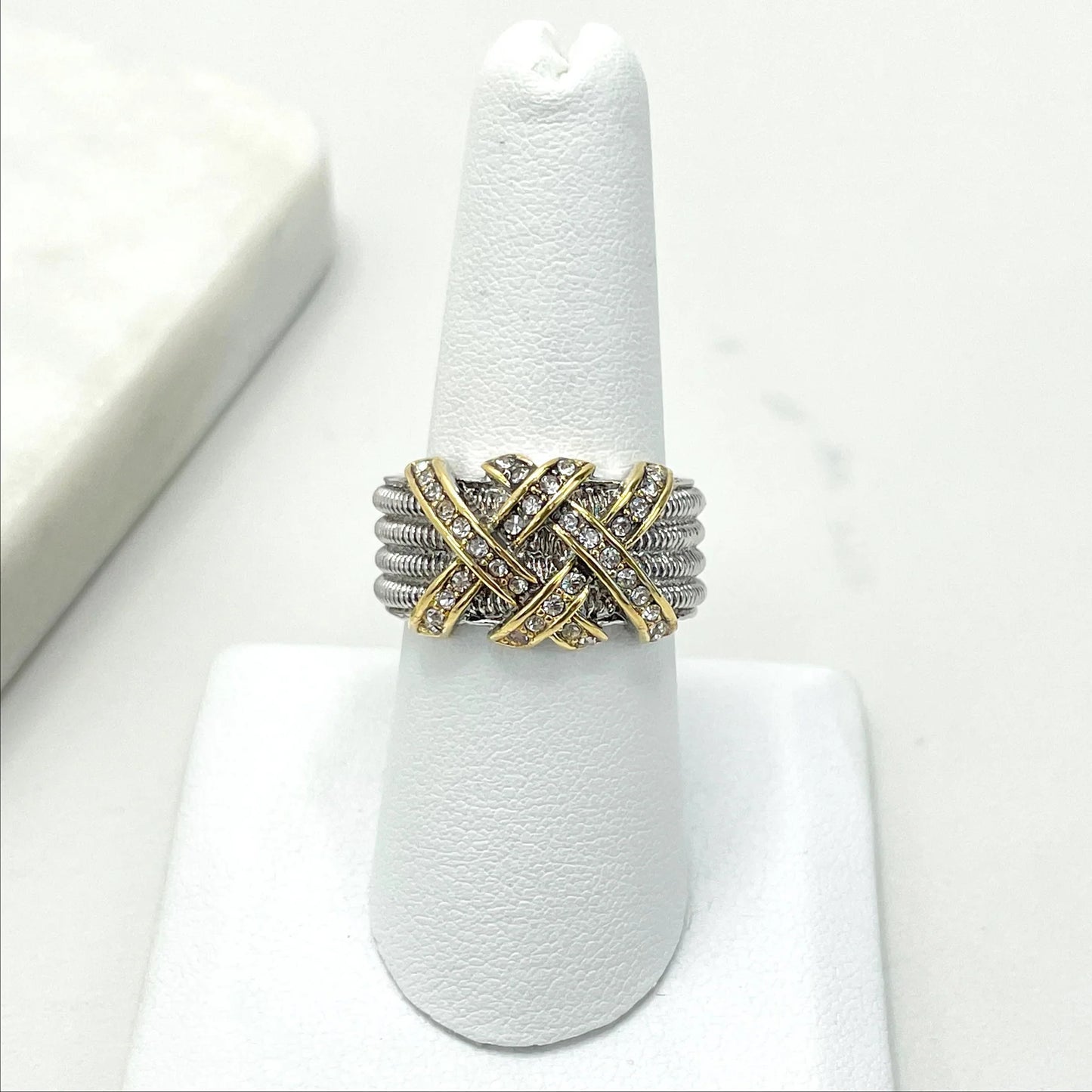 Ring Silver Plated with Gold Plated & Micro CZ