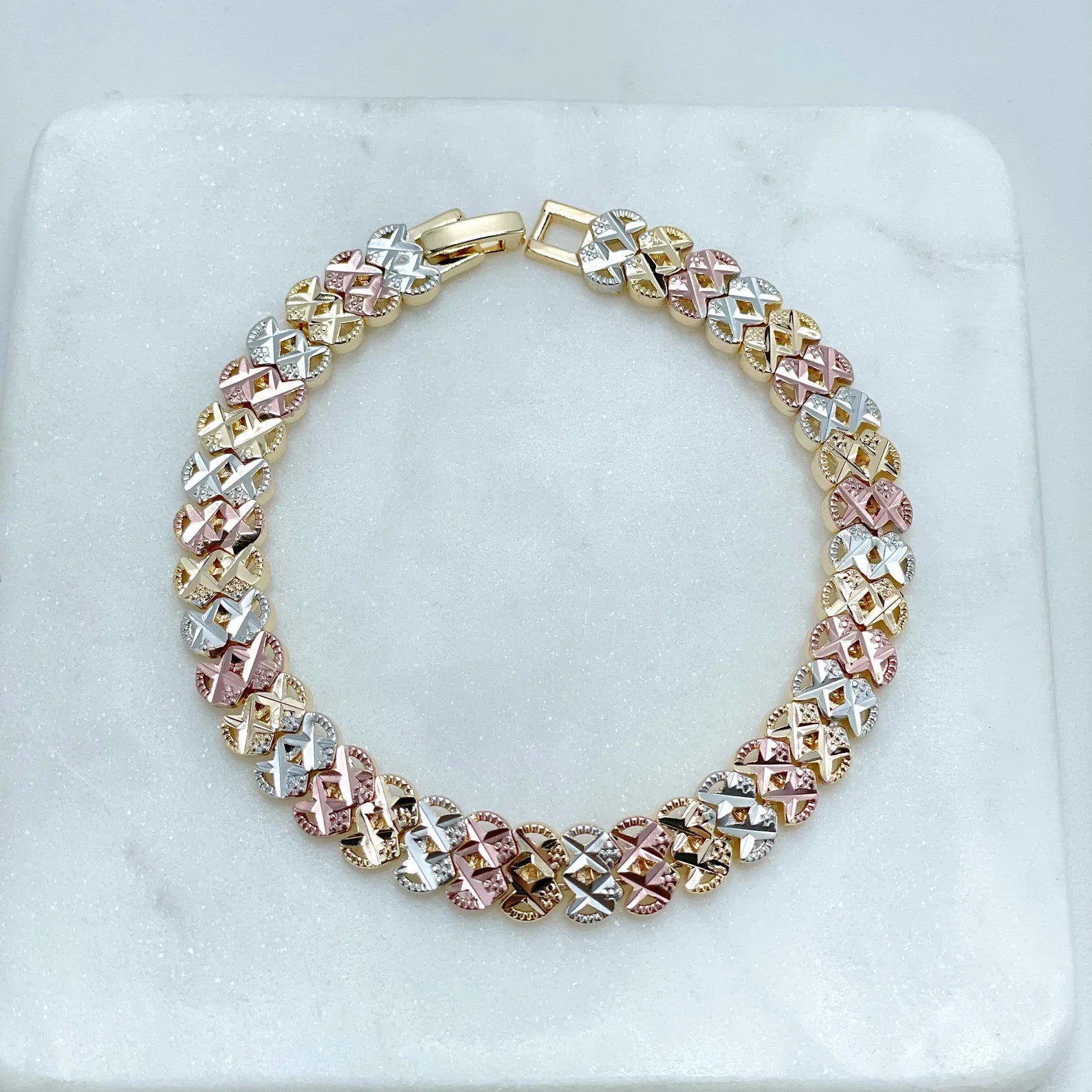 Bracelet Textured Yellow Gold White Gold Rose Gold 18k Gold Filled. Bundle and Save. FREE SHIPPING on orders of $100 and over.  Sam's Jewelry World USA.