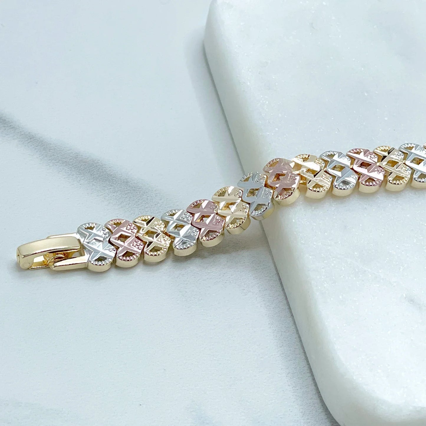 Bracelet Textured Yellow Gold White Gold Rose Gold 18k Gold Filled