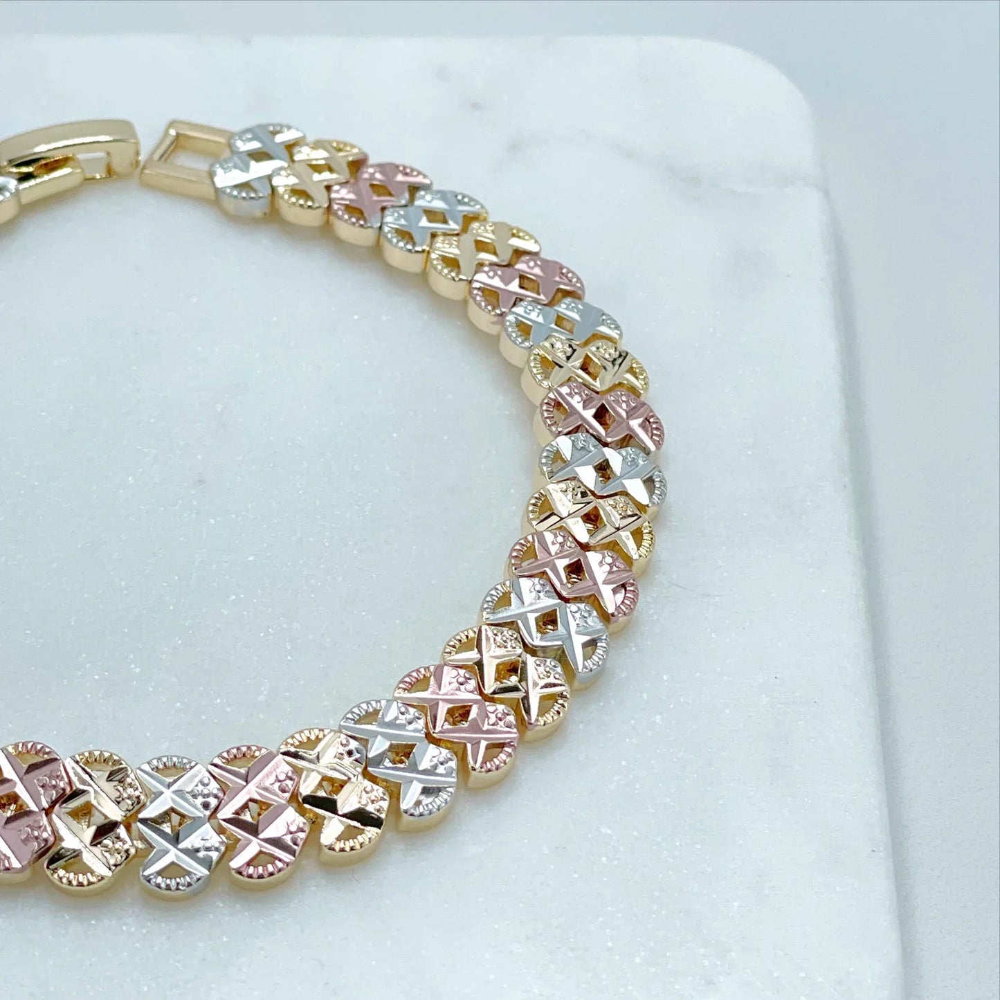 Bracelet Textured Yellow Gold White Gold Rose Gold 18k Gold Filled