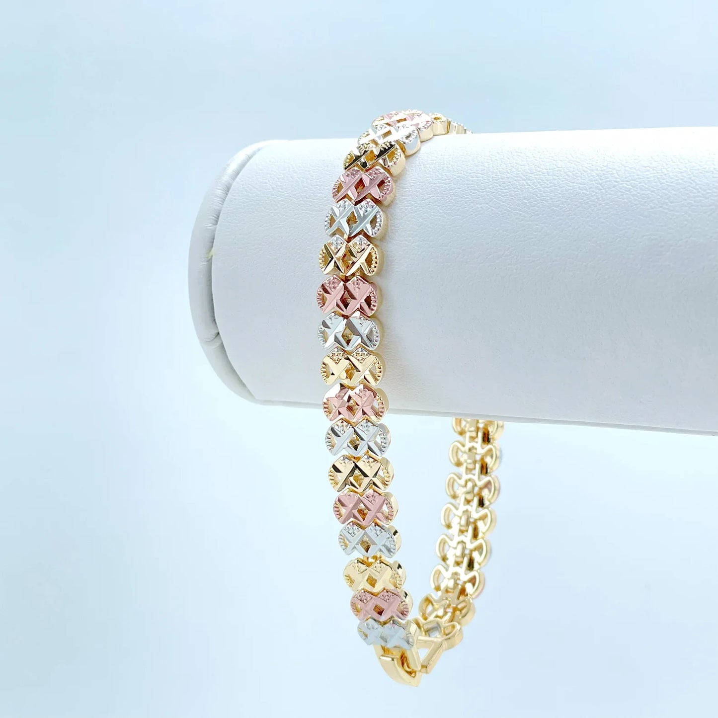 Bracelet Textured Yellow Gold White Gold Rose Gold 18k Gold Filled