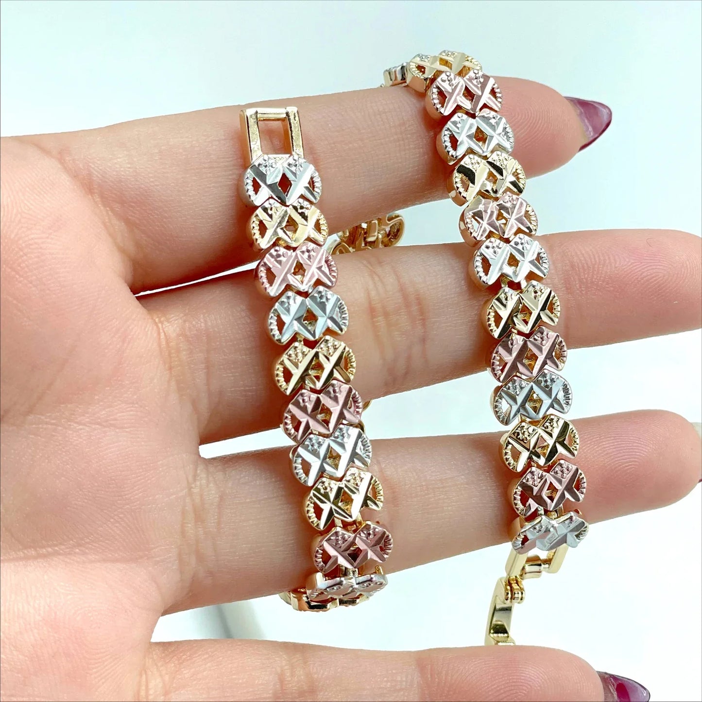 Bracelet Textured Yellow Gold White Gold Rose Gold 18k Gold Filled