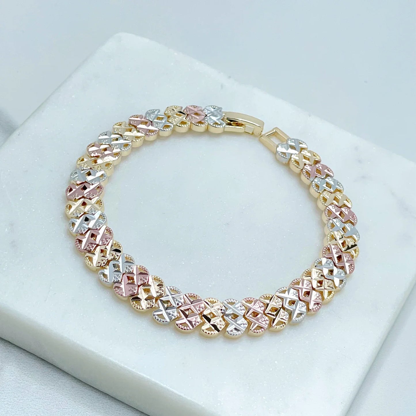 Bracelet Textured Yellow Gold White Gold Rose Gold 18k Gold Filled